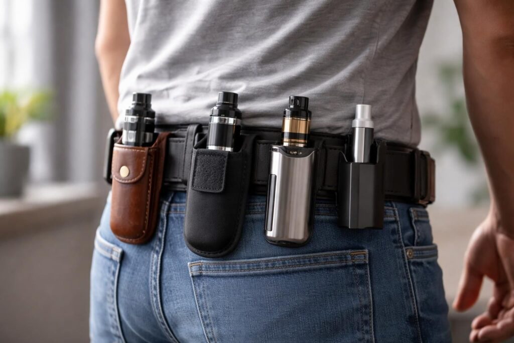 découvrez comment choisir le meilleur holster pour transporter votre cigarette électronique à la ceinture en toute sécurité et avec style.